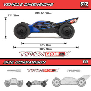 1/14 TYPHON GROM 223S DSC 4X4 RTR Brushless Buggy, BLUE (Battery & Charger Included) - Image 3